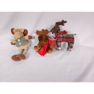 Lot of 3 plush reindeer moose ornaments Vtg Boyd collection Target  Hanging